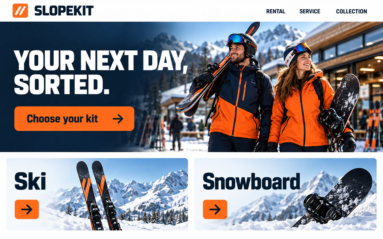 SLOPEKIT · Visual mockup · website concept · desktop