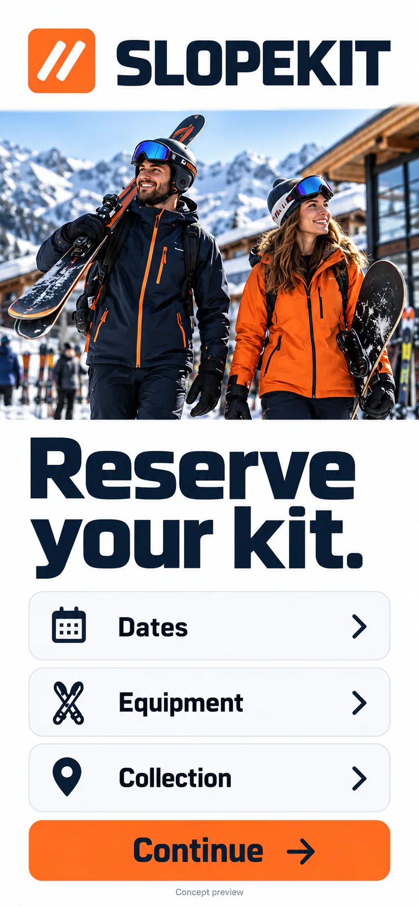 SLOPEKIT · Visual mockup · website concept · mobile