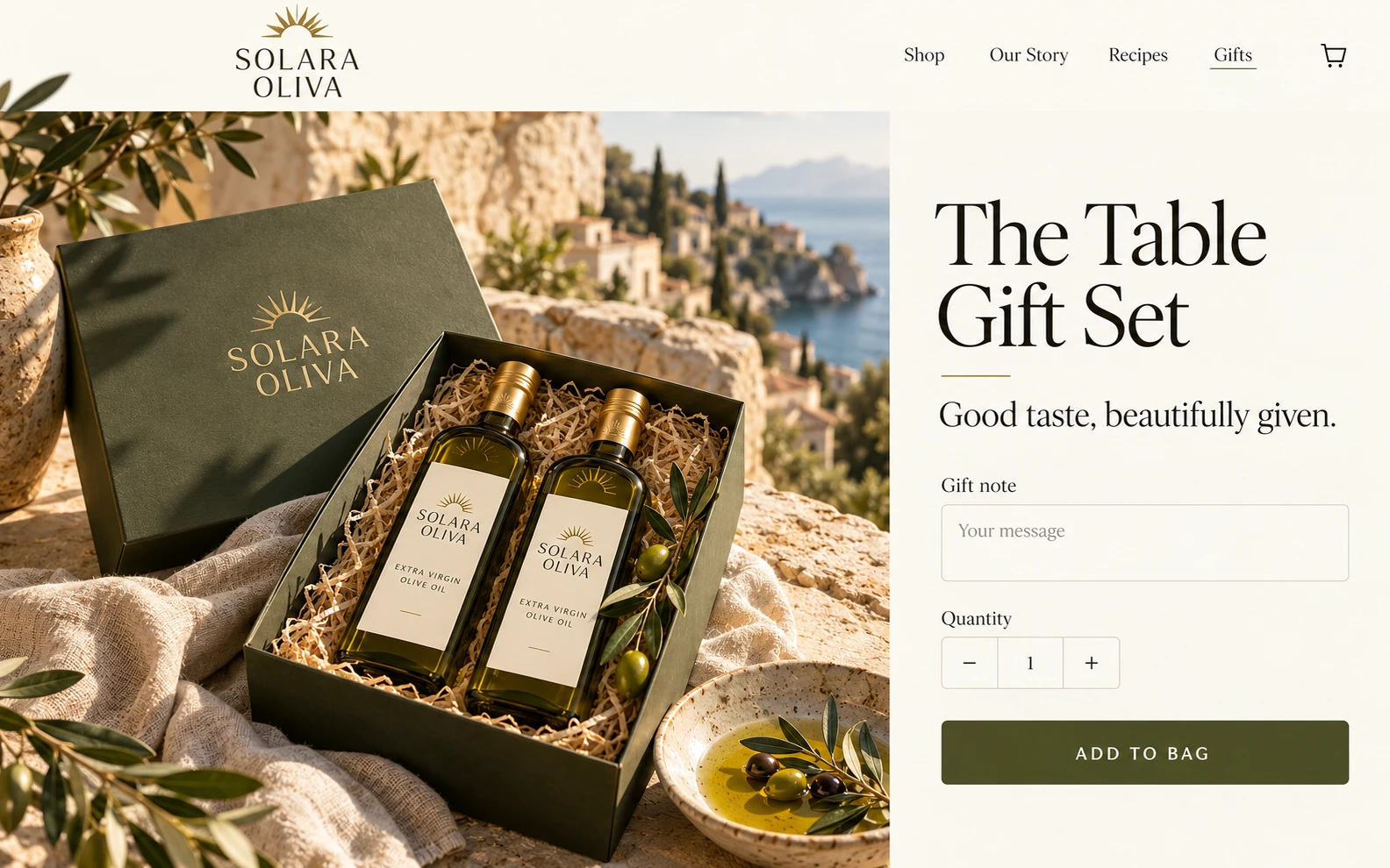 SOLARA OLIVA · The next step · concept mockup