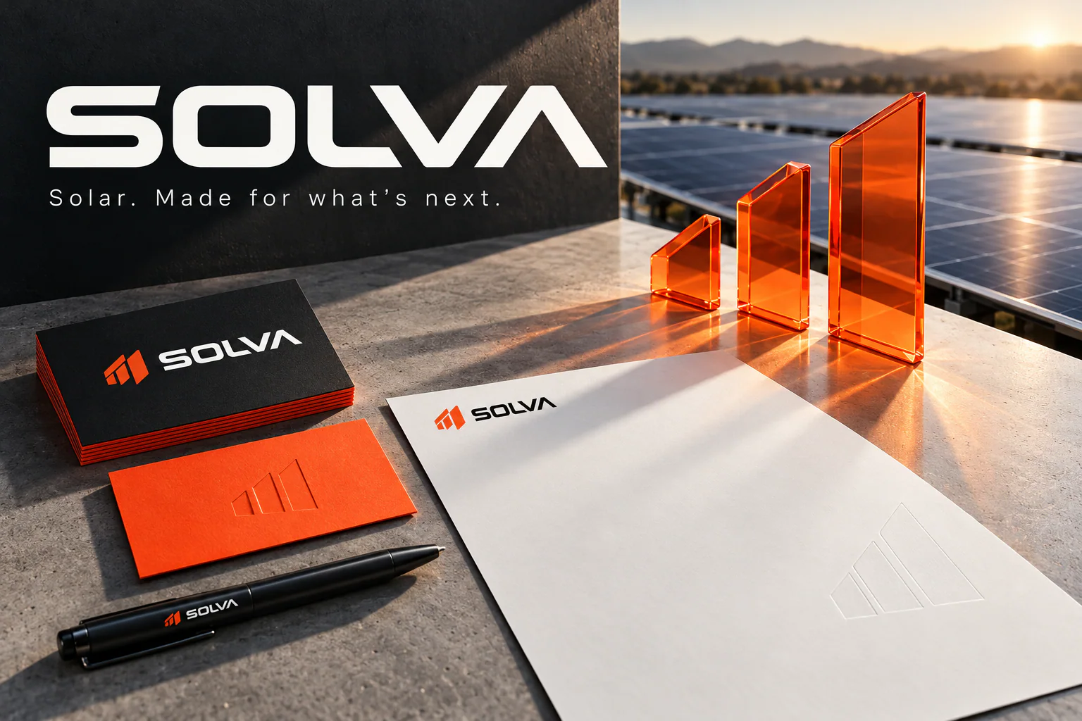 SOLVA · Identity in use · mockup