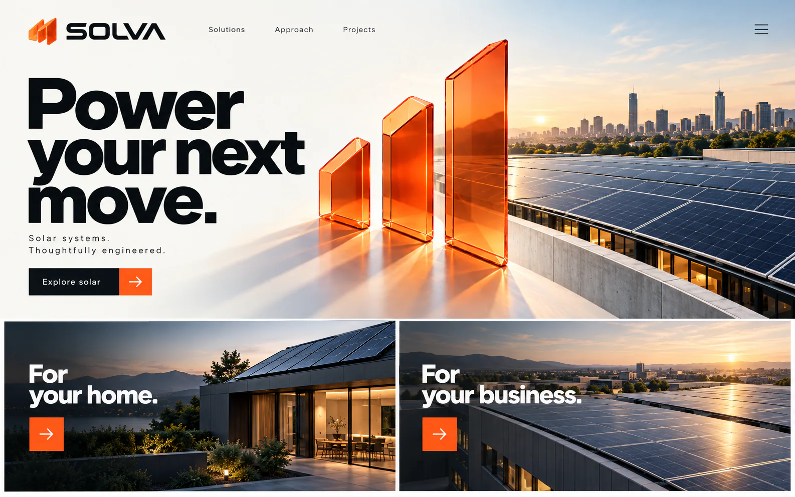 SOLVA · Visual mockup · website concept · desktop