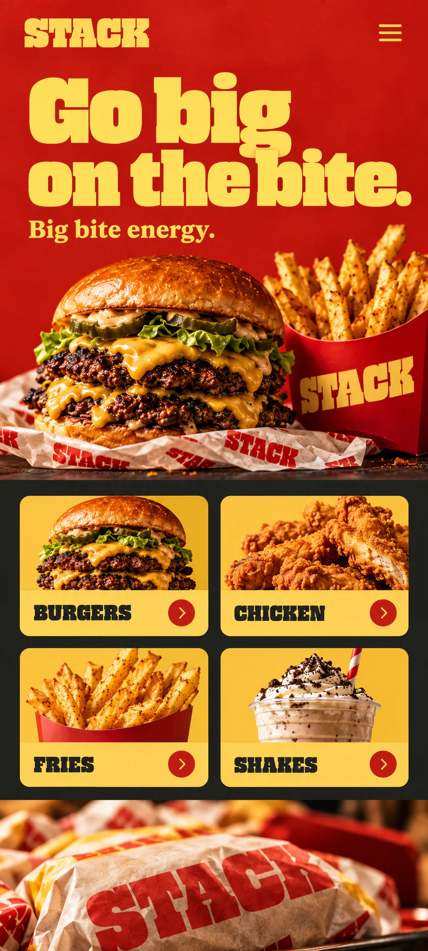 STACK · Visual mockup · website concept · mobile