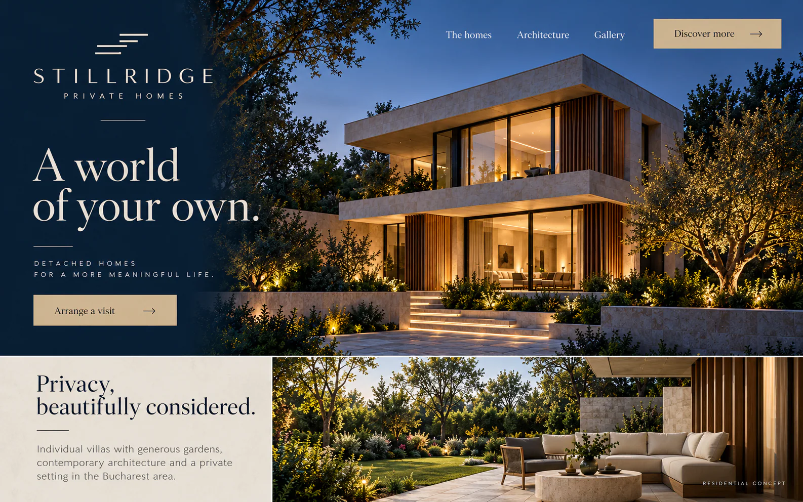 STILLRIDGE · Visual mockup · website concept · desktop