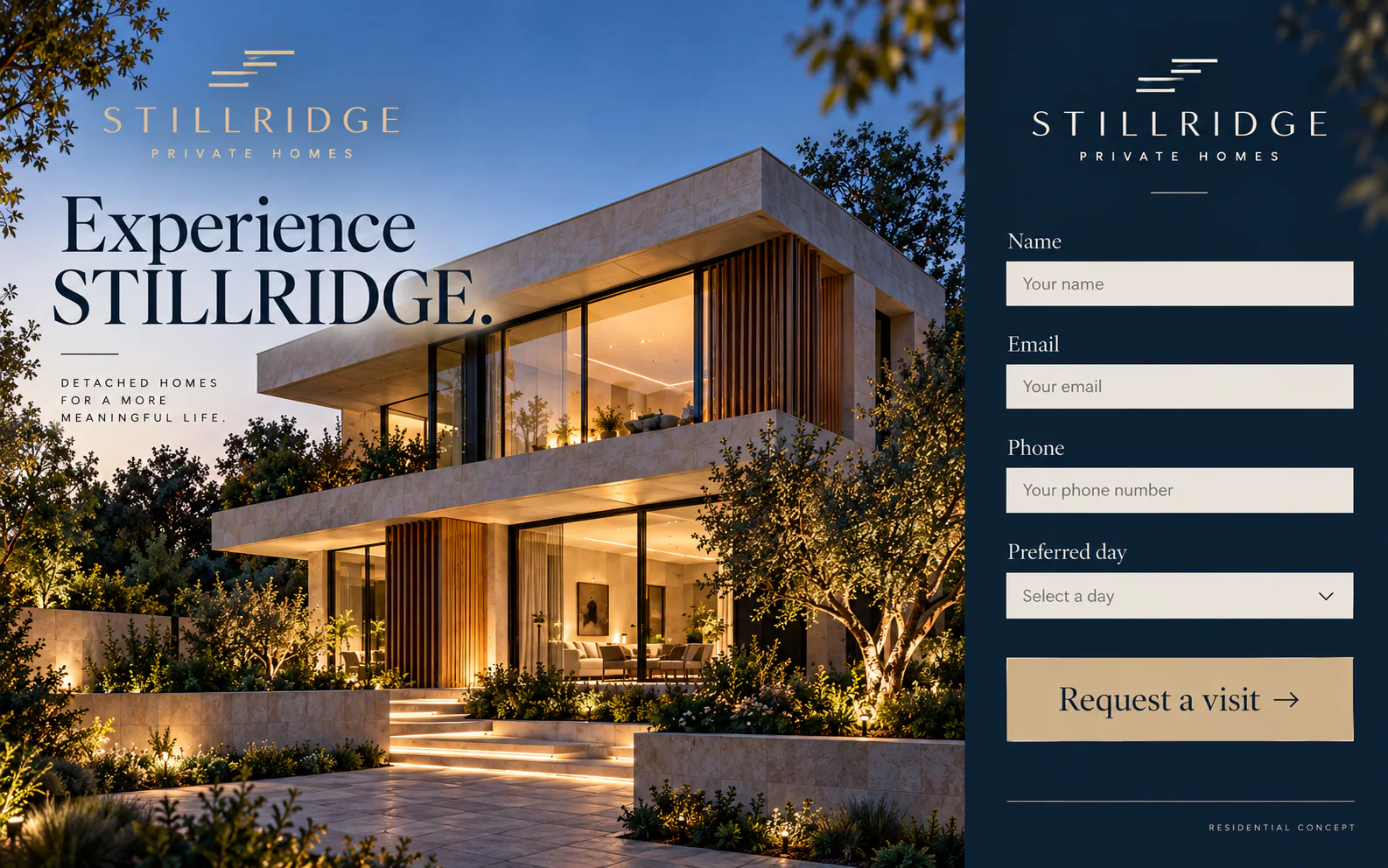 STILLRIDGE · The next step · concept mockup