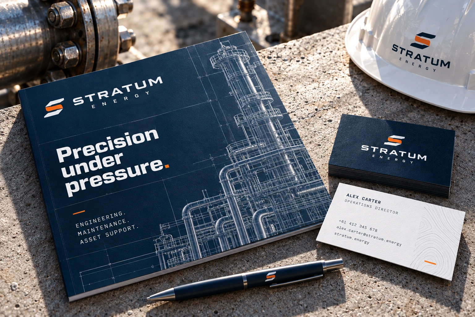 STRATUM ENERGY · Identity in use · mockup