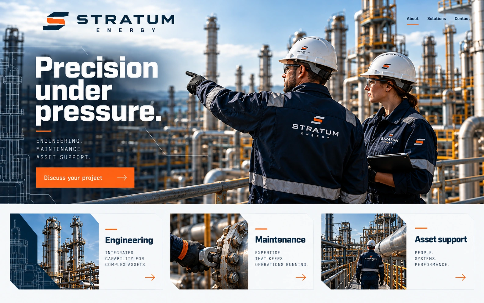 STRATUM ENERGY · Visual mockup · website concept · desktop