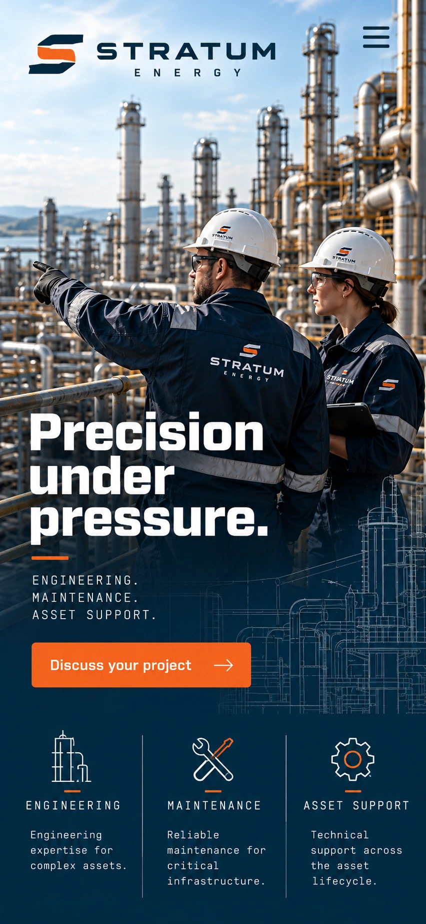 STRATUM ENERGY · Visual mockup · website concept · mobile