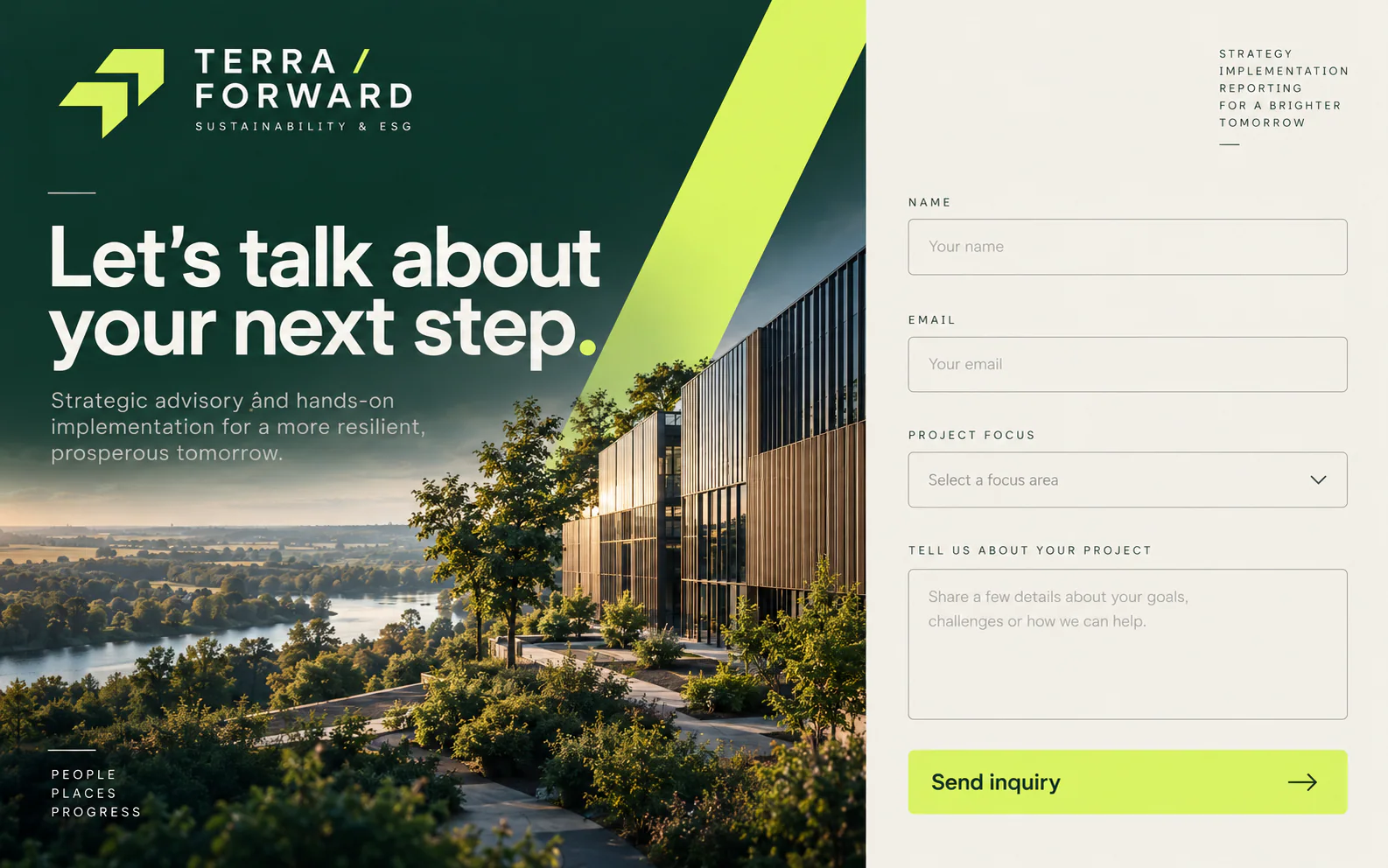 TERRA / FORWARD · The next step · concept mockup