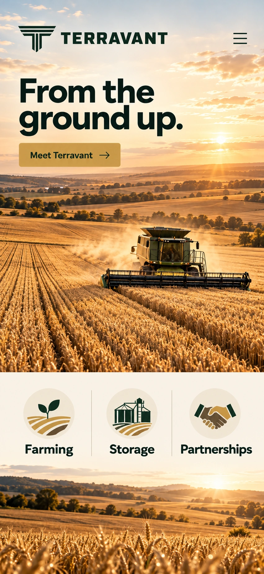 TERRAVANT · Machetă vizuală · website conceptual · mobil
