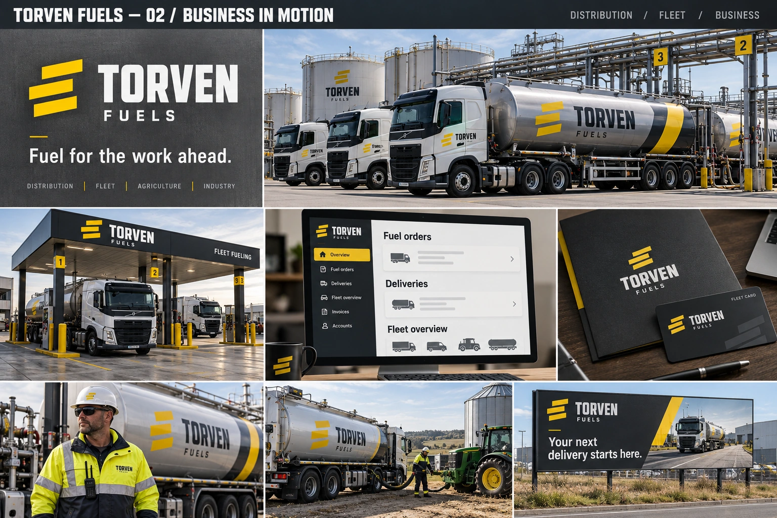 TORVEN FUELS · Direction moodboard · Shared applications and boards
