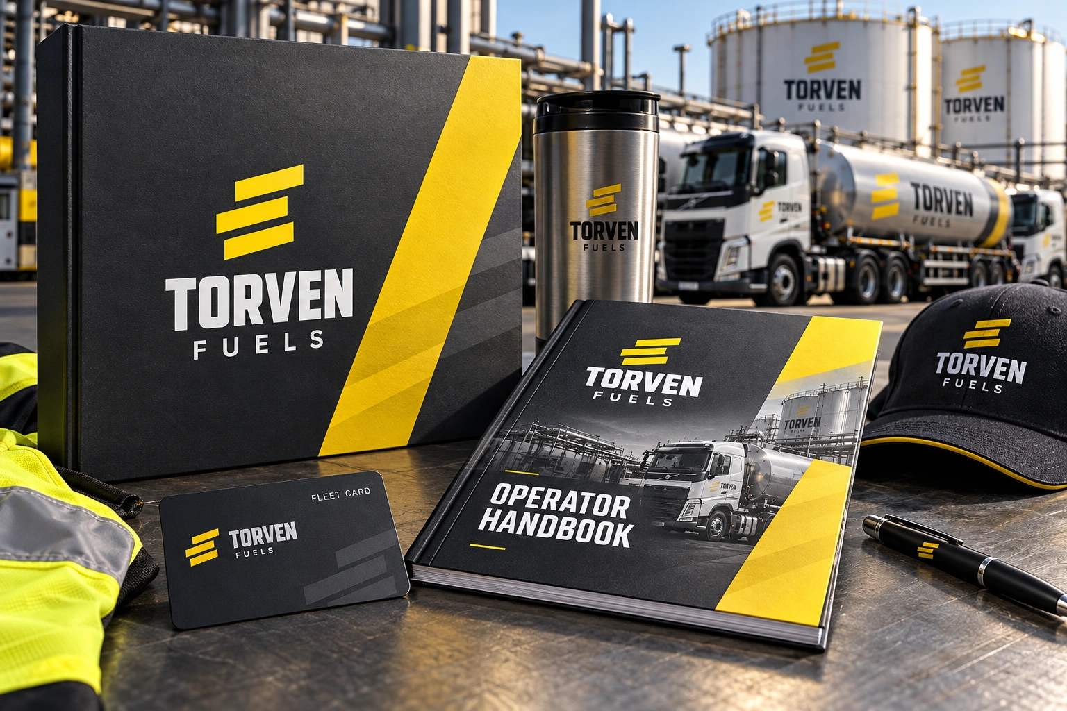 TORVEN FUELS · Brand kit, mockup · Shared applications and boards