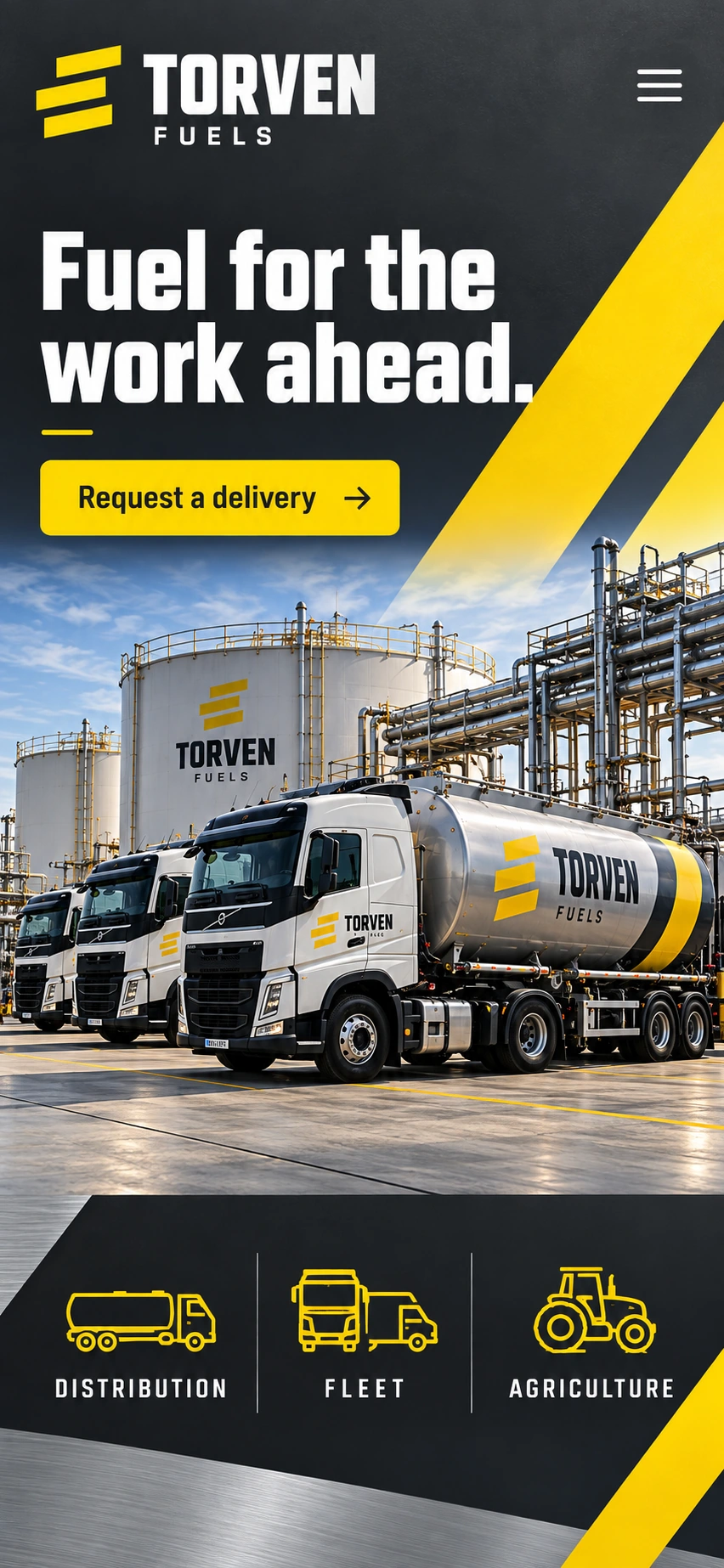 TORVEN FUELS · Visual mockup · website concept · mobile