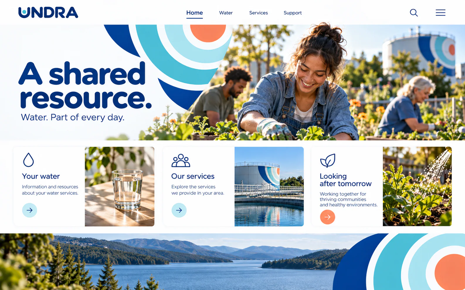 UNDRA · Visual mockup · website concept · desktop