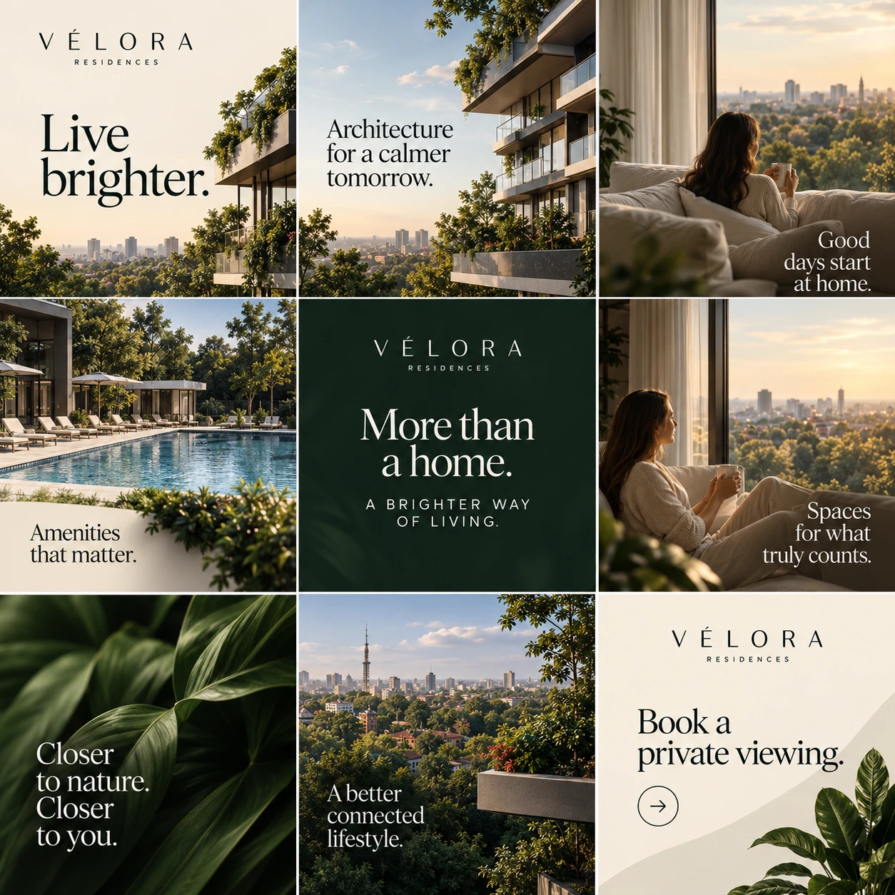 VÉLORA RESIDENCES · Instagram composition · overview