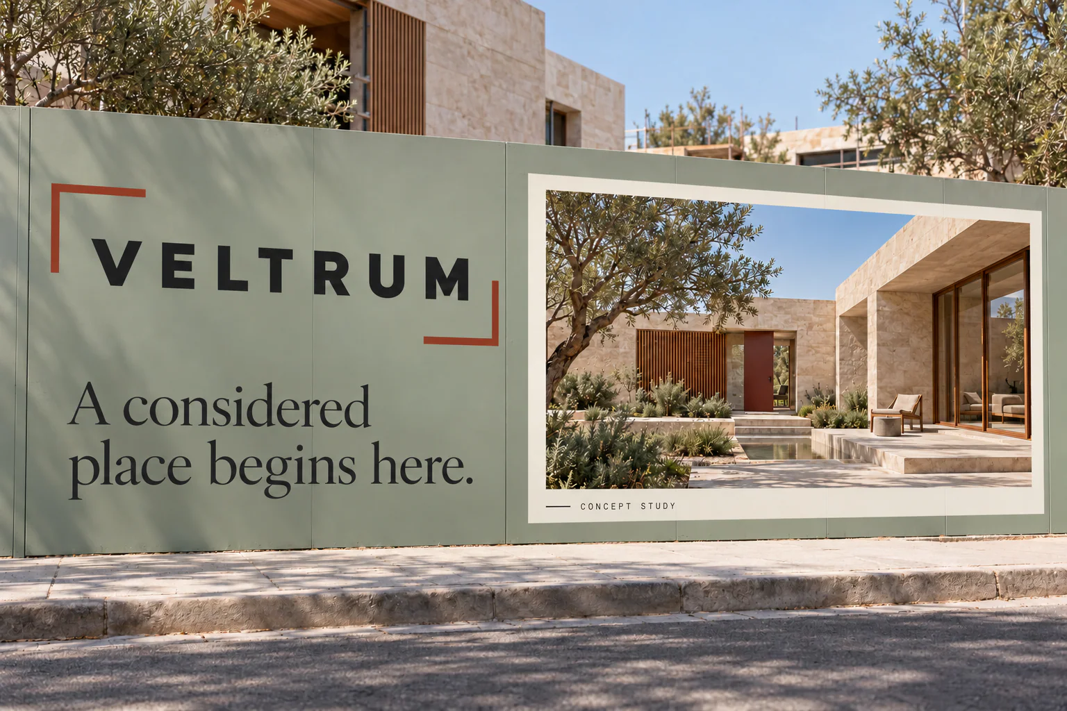 VELTRUM · Outdoor · placement mockup