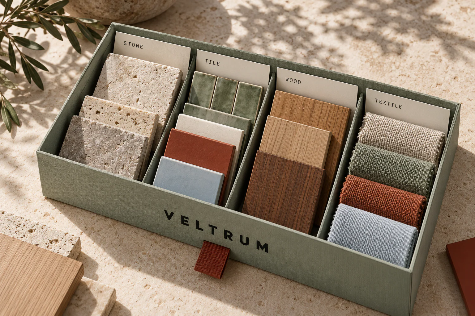 VELTRUM · Identity in use · mockup