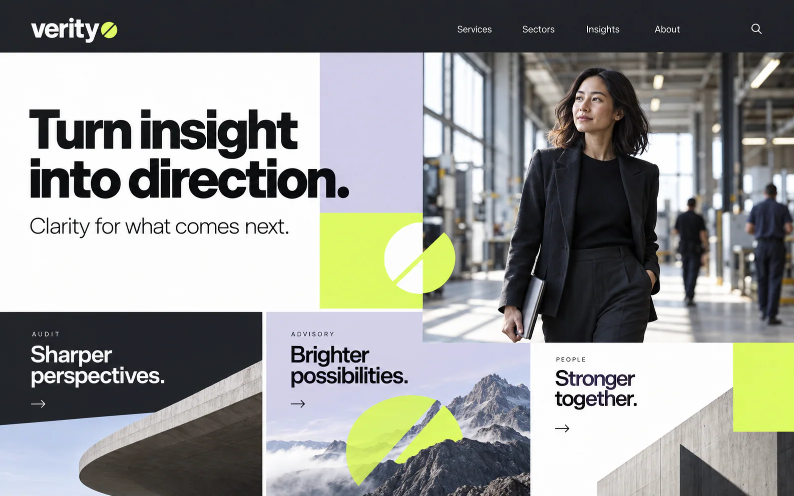 VERITY · Visual mockup · website concept · desktop