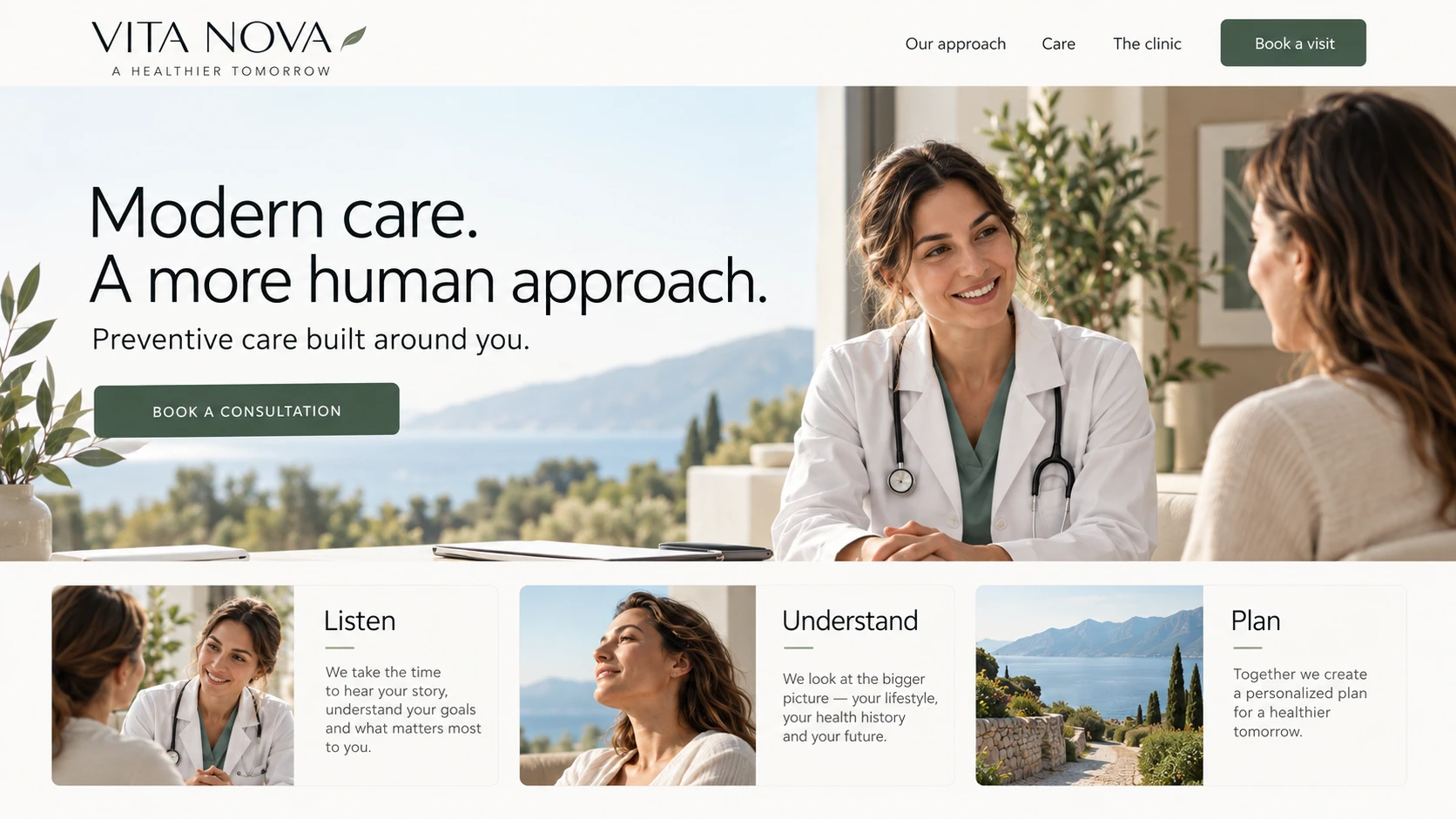 VITA NOVA · Machetă vizuală · website conceptual · desktop