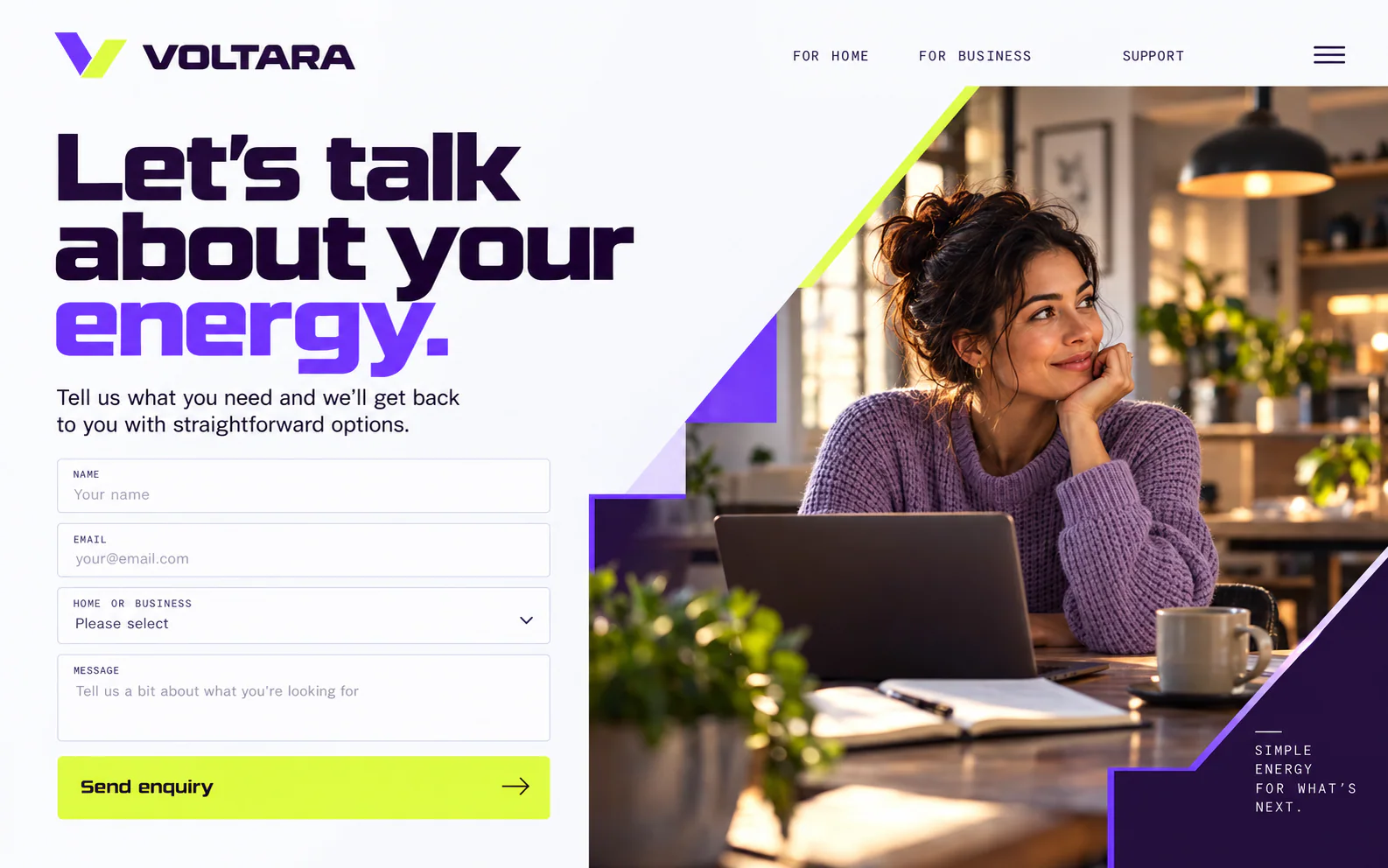 VOLTARA · The next step · concept mockup