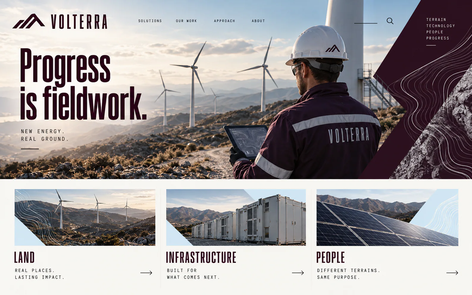 VOLTERRA · Visual mockup · website concept · desktop