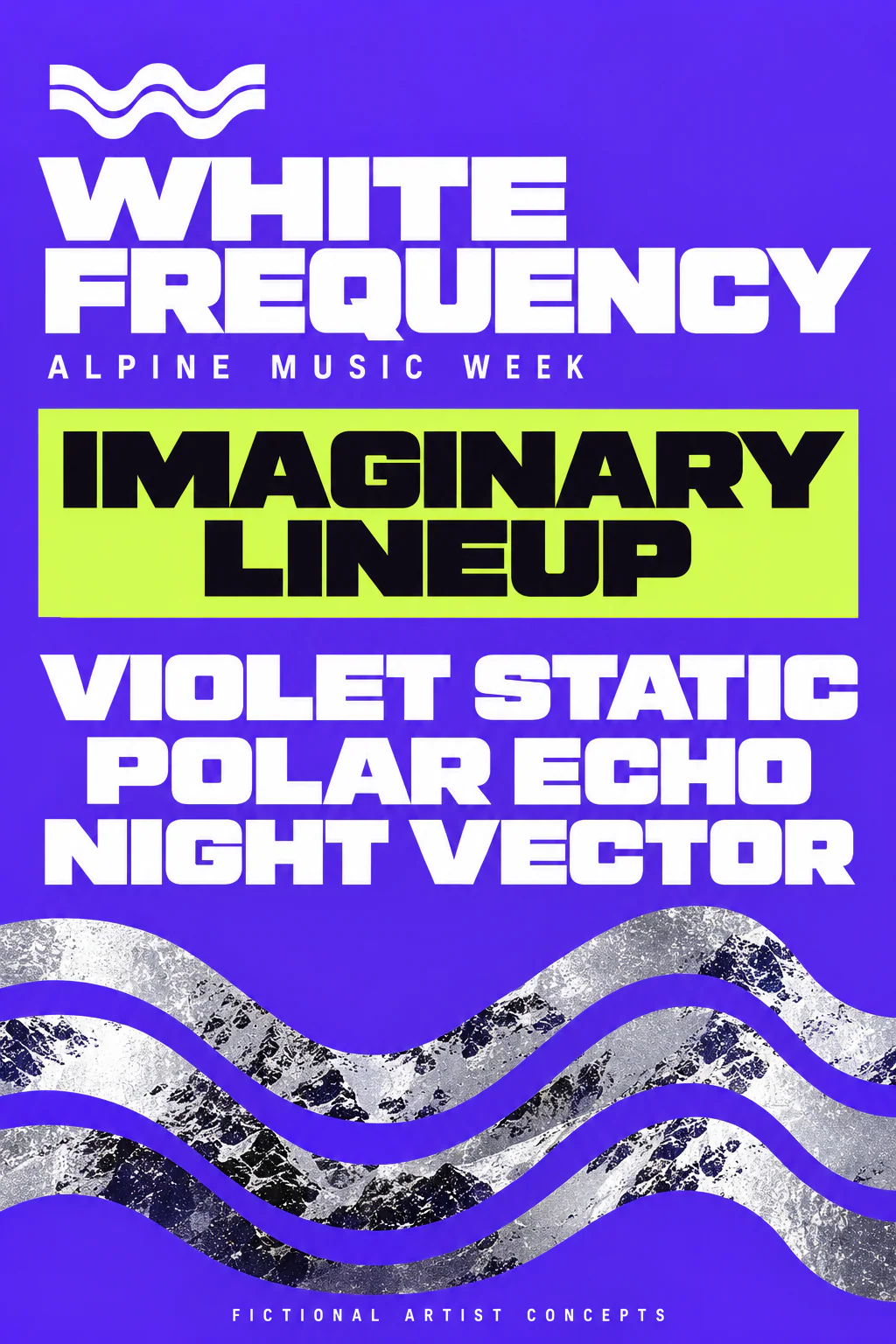 WHITE FREQUENCY · Campaign poster · Night mode