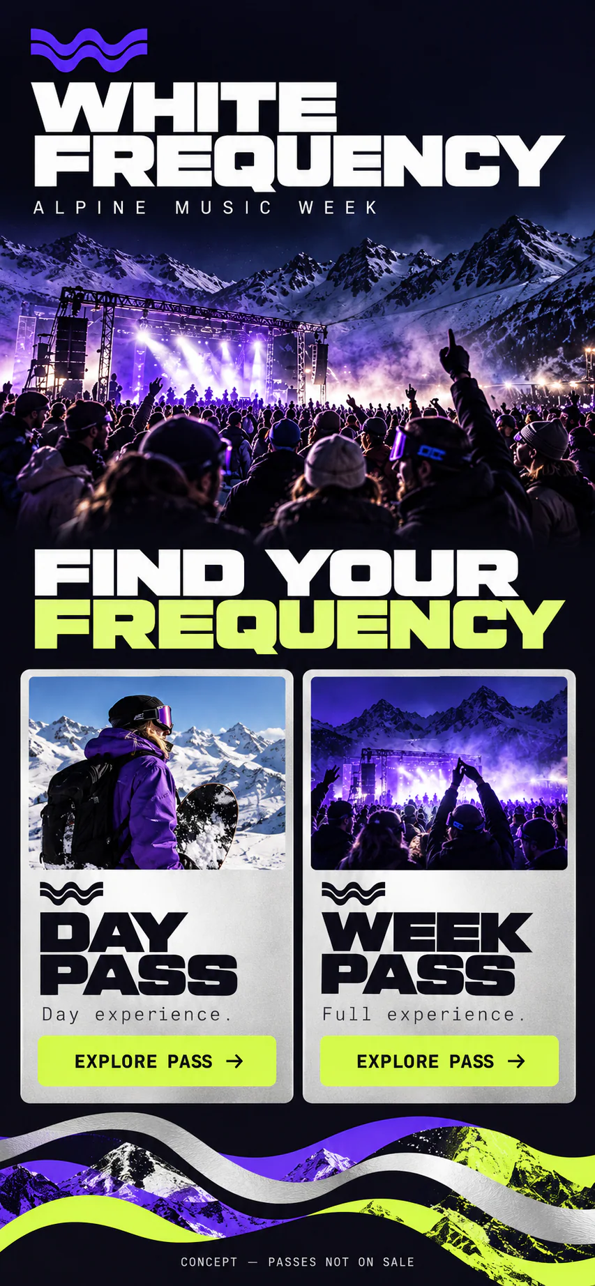 WHITE FREQUENCY · Visual mockup · website concept · mobile